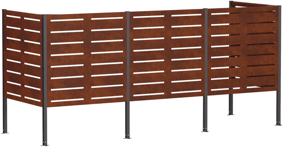 Atliekų konteinerio ekranas 249 x 85 x 113 cm Rūdijanti
