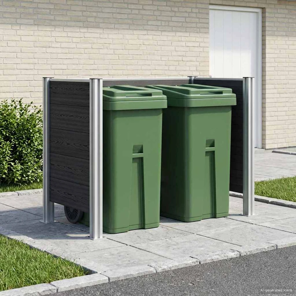 Atliekų konteinerio tvora Pilka 161 x 85 x 115 cm Alavas ir WPC