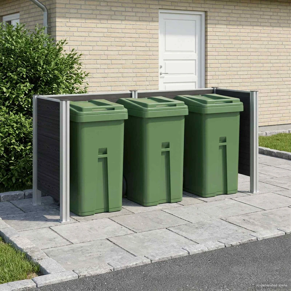 Atliekų konteinerio tvora Pilka 237 x 85 x 115 cm Alavas ir WPC