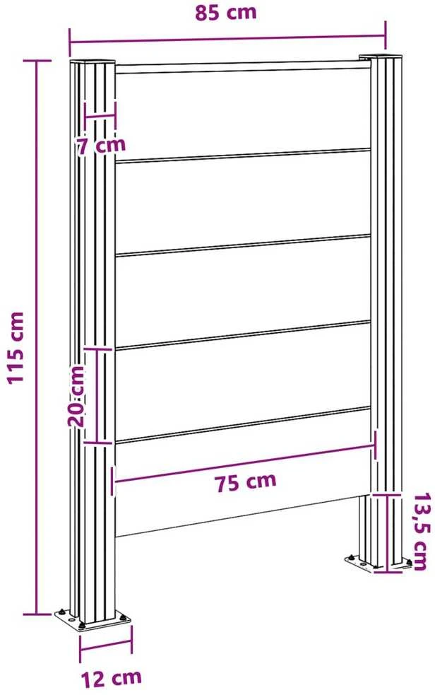 Atliekų konteinerio tvora Pilka 85 x 12 x 115 cm Alavas ir WPC