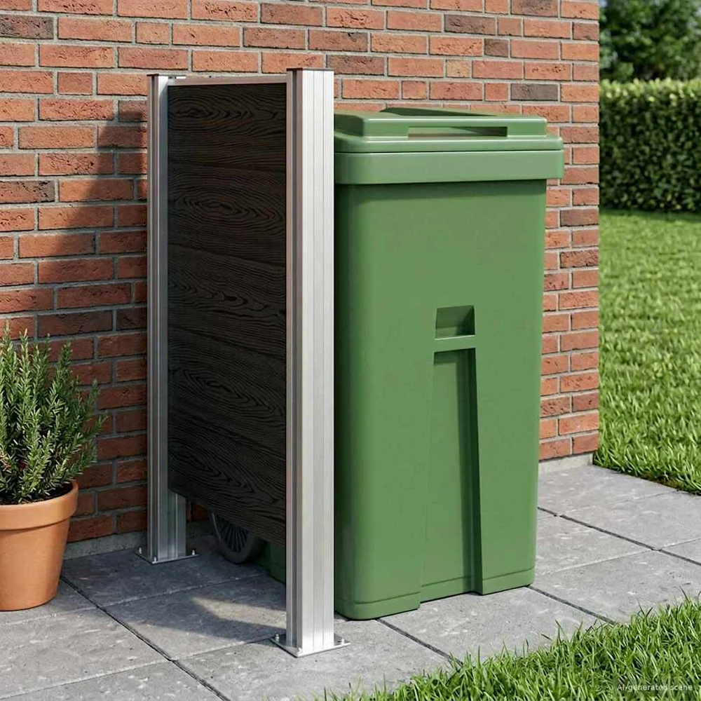 Atliekų konteinerio tvora Pilka 85 x 12 x 115 cm Alavas ir WPC