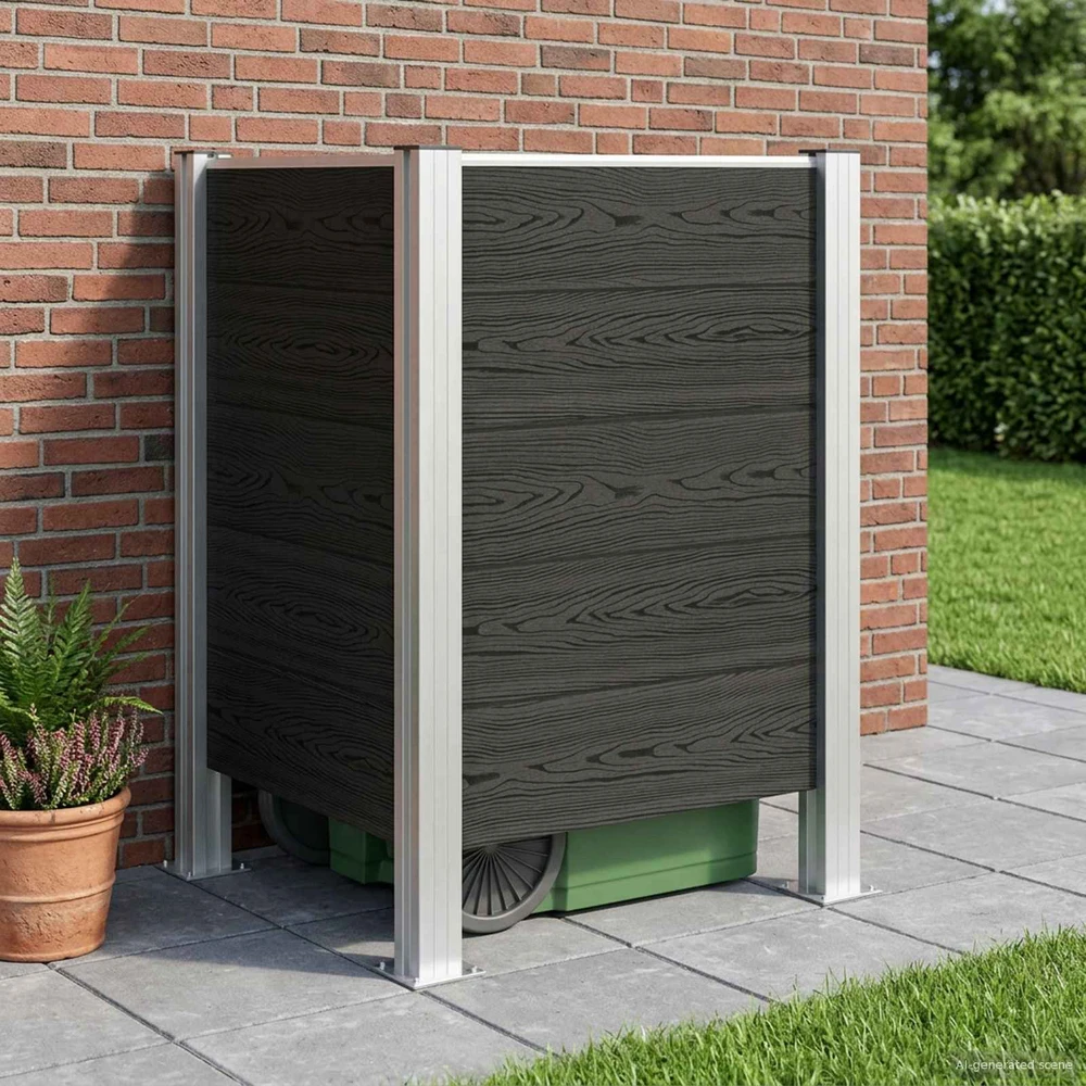 Atliekų konteinerio tvora Pilka 85 x 85 x 115 cm Alavas ir WPC