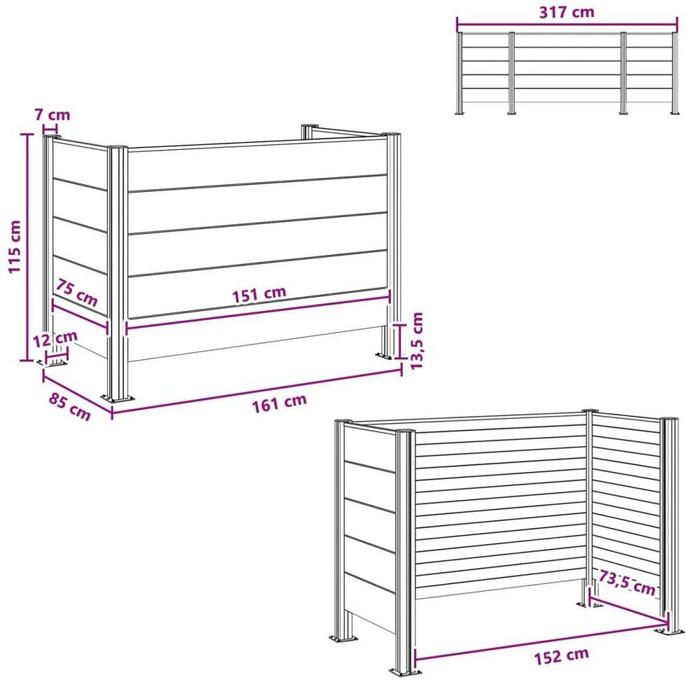 Atliekų konteinerio tvora Ruda 161 x 85 x 115 cm Alavas ir WPC