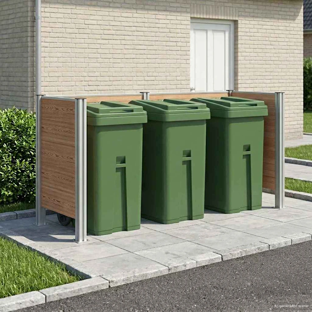 Atliekų konteinerio tvora Ruda 237 x 85 x 115 cm Alavas ir WPC