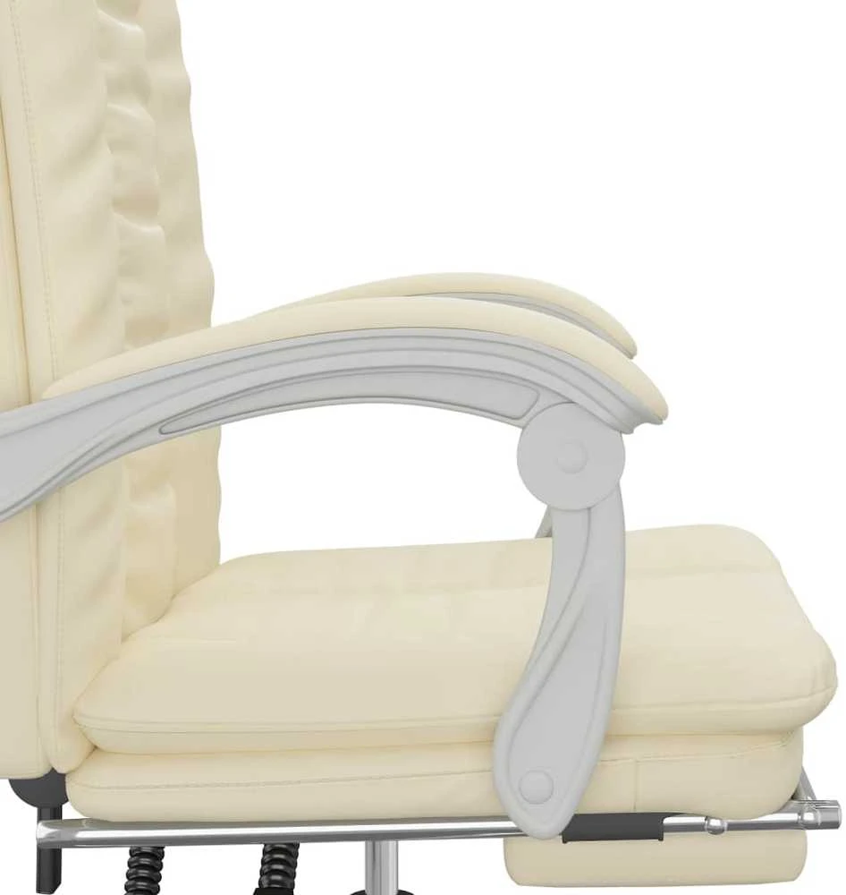 Atlošiama biuro kėdė, kreminės spalvos, dirbtinė oda