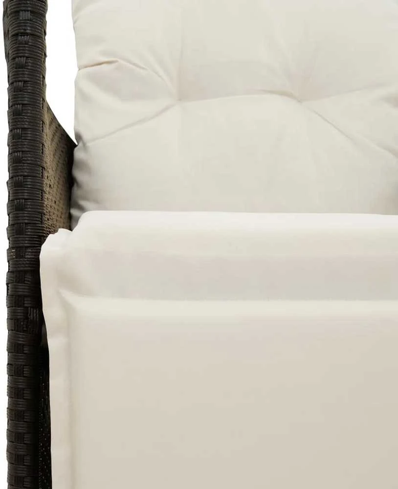Atlošiama dvivietė sodo sofa su staliuku, juoda, poliratanas