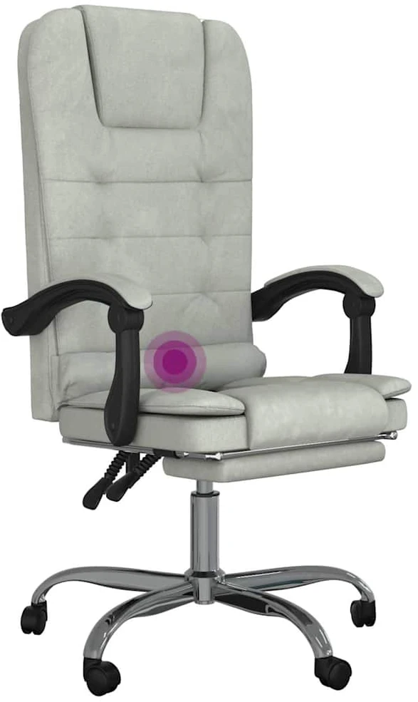 Atlošiama masažinė biuro kėdė, šviesiai pilkos spalvos, aksomas