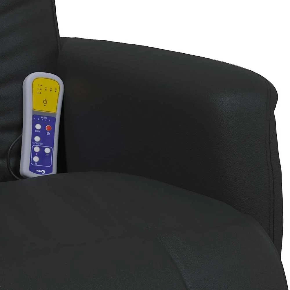 Fotelis Atlošiama masažinė kėdė su pakoja, juodos spalvos, dirbtinė oda