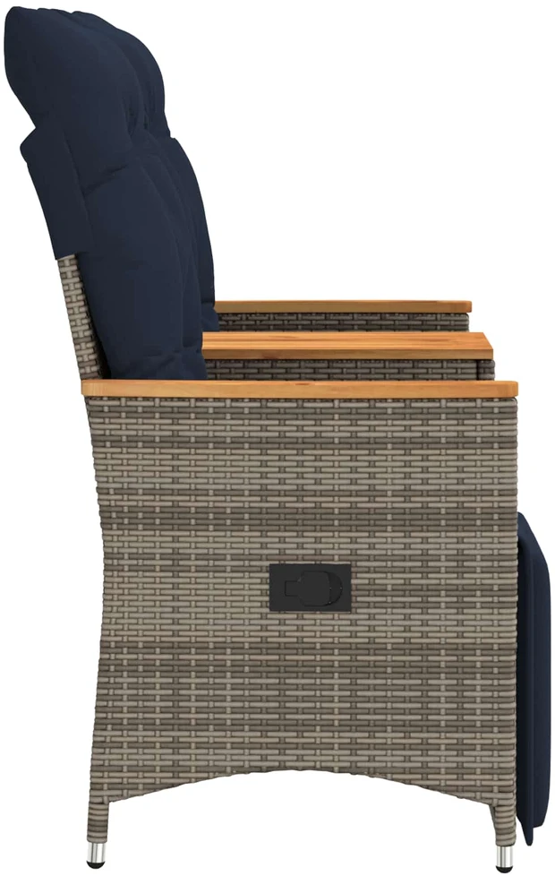 Atlošiama sodo sofa, 2 vietų, su staliuku, pilka, polirotangas