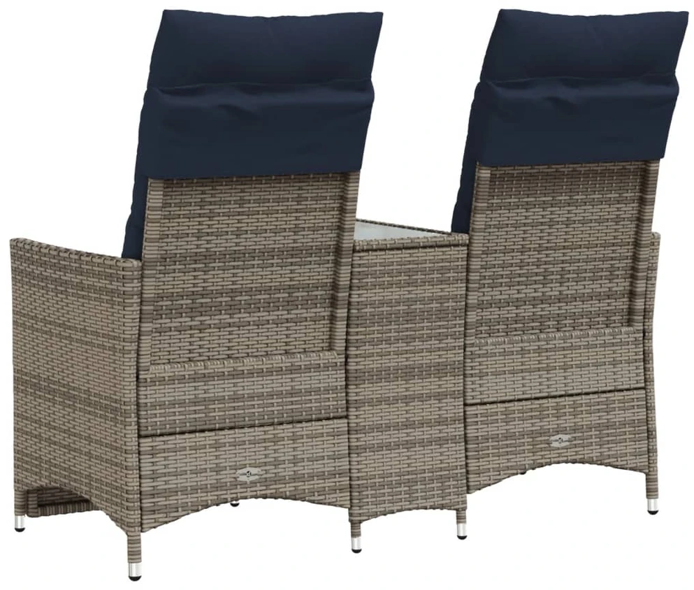 Atlošiama sodo sofa, 2 vietų, su staliuku, pilka, polirotangas