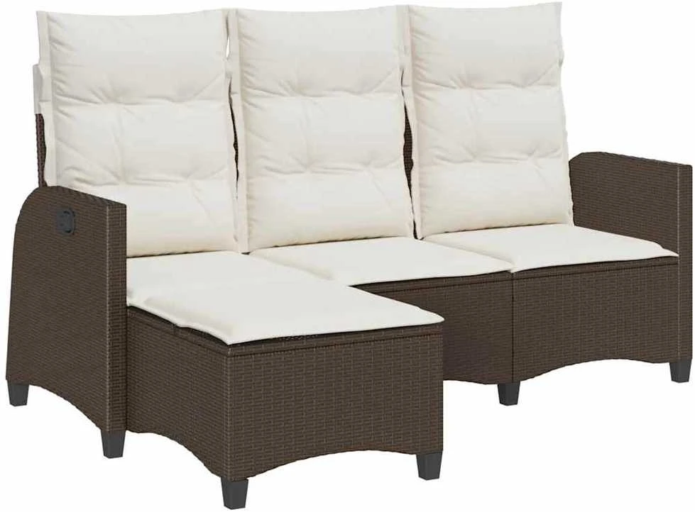 Atlošiama sodo sofa su pagalvėlėmis L formos ruda
