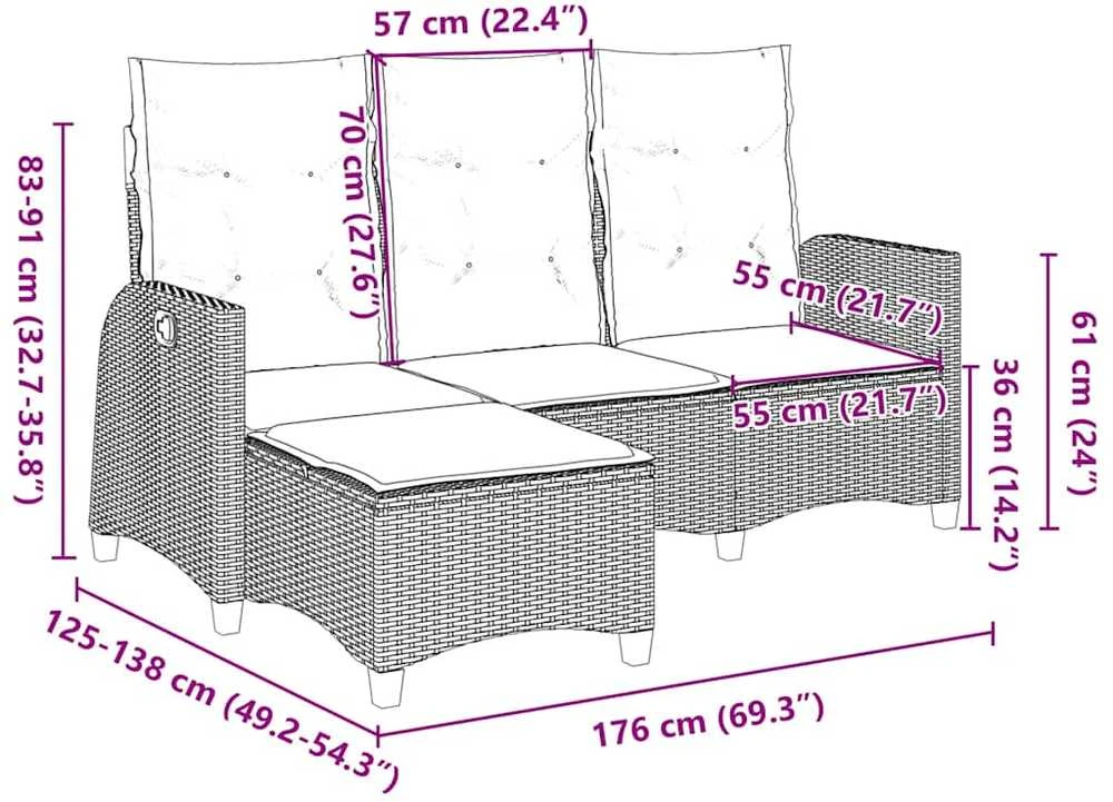 Atlošiama sodo sofa su pagalvėlėmis L formos ruda
