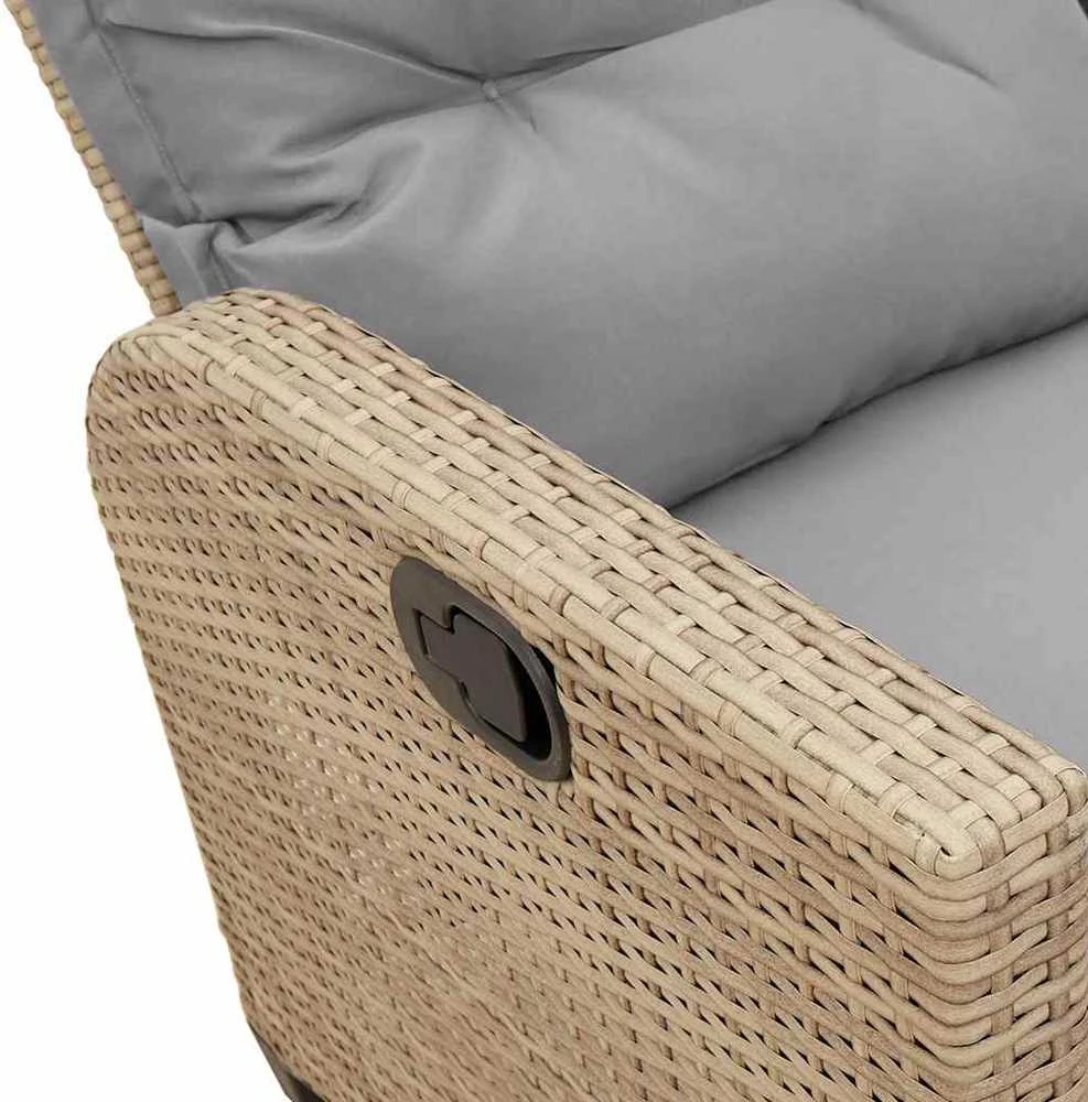 Atlošiama sodo sofa su pagalvėlėmis L formos smėlio spalvos
