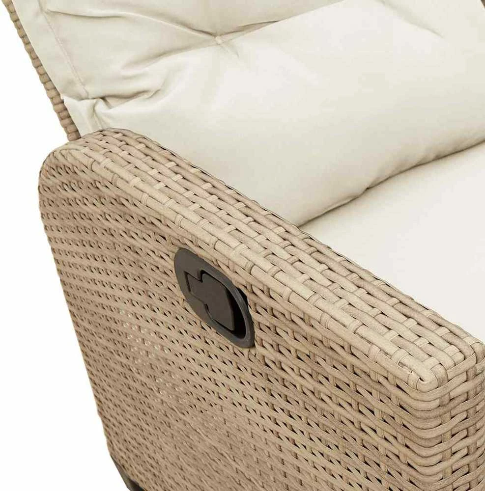 Atlošiama sodo sofa su pagalvėlėmis L formos smėlio spalvos