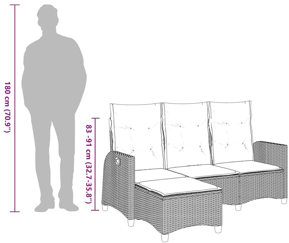 Atlošiama sodo sofa su pagalvėlėmis L formos smėlio juodas