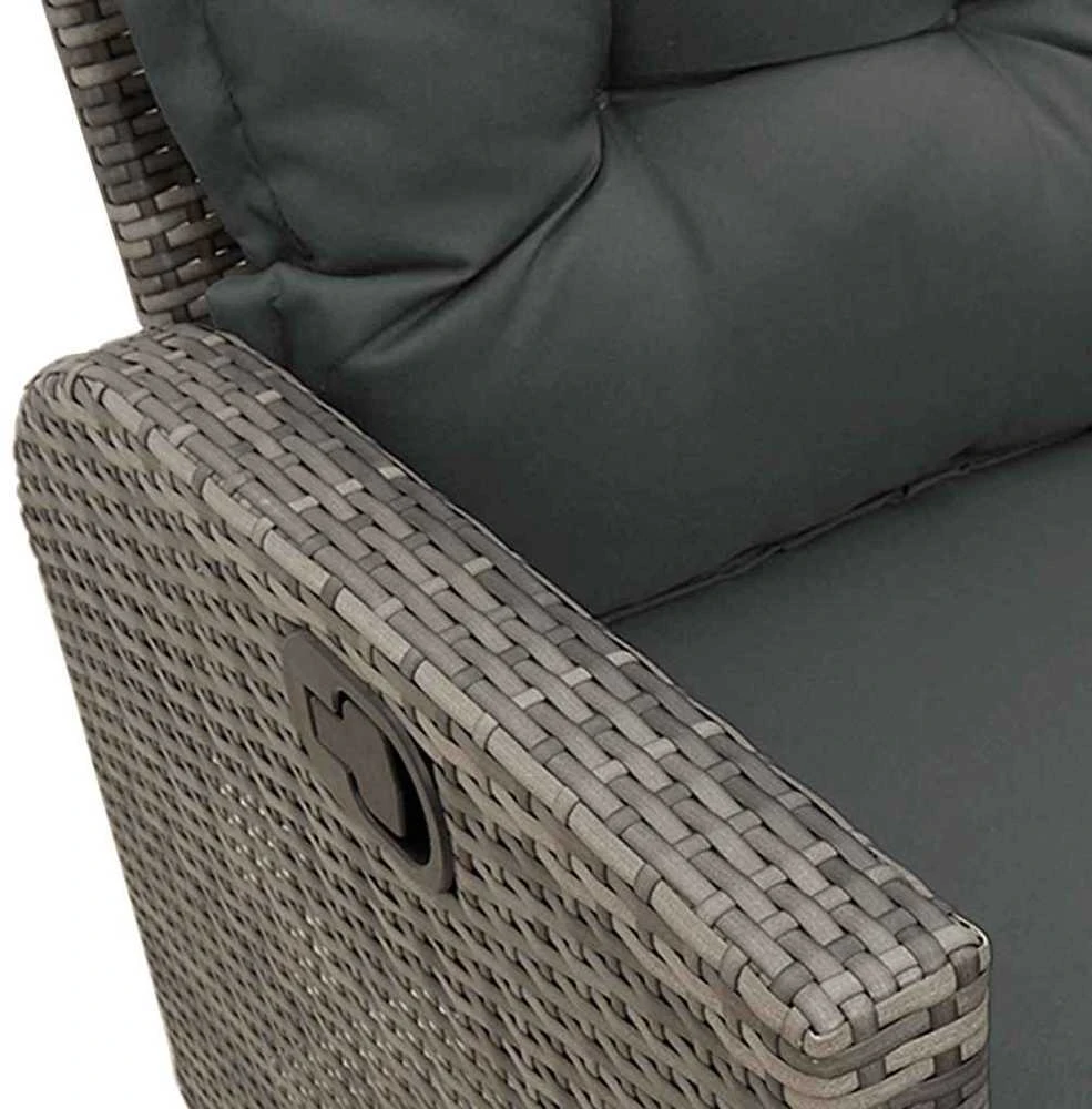 Atlošiama sodo sofa su pagalvėlėmis L formos pilkos spalvos