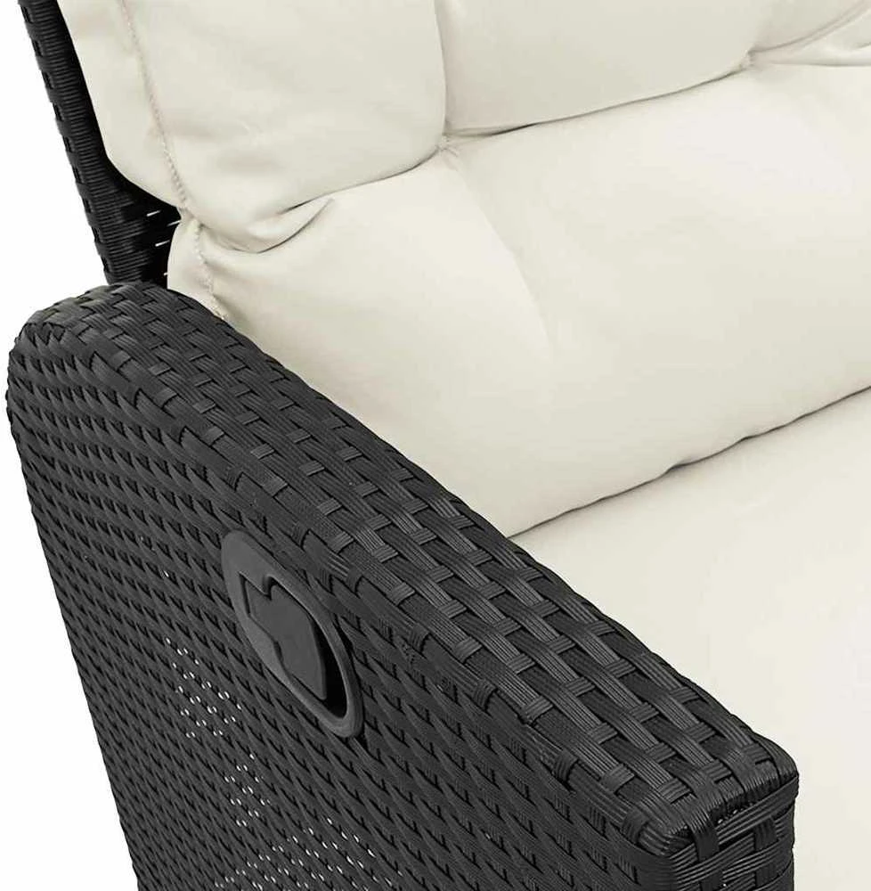 Atlošiama sodo sofa su pagalvėlėmis L formos smėlio juodas