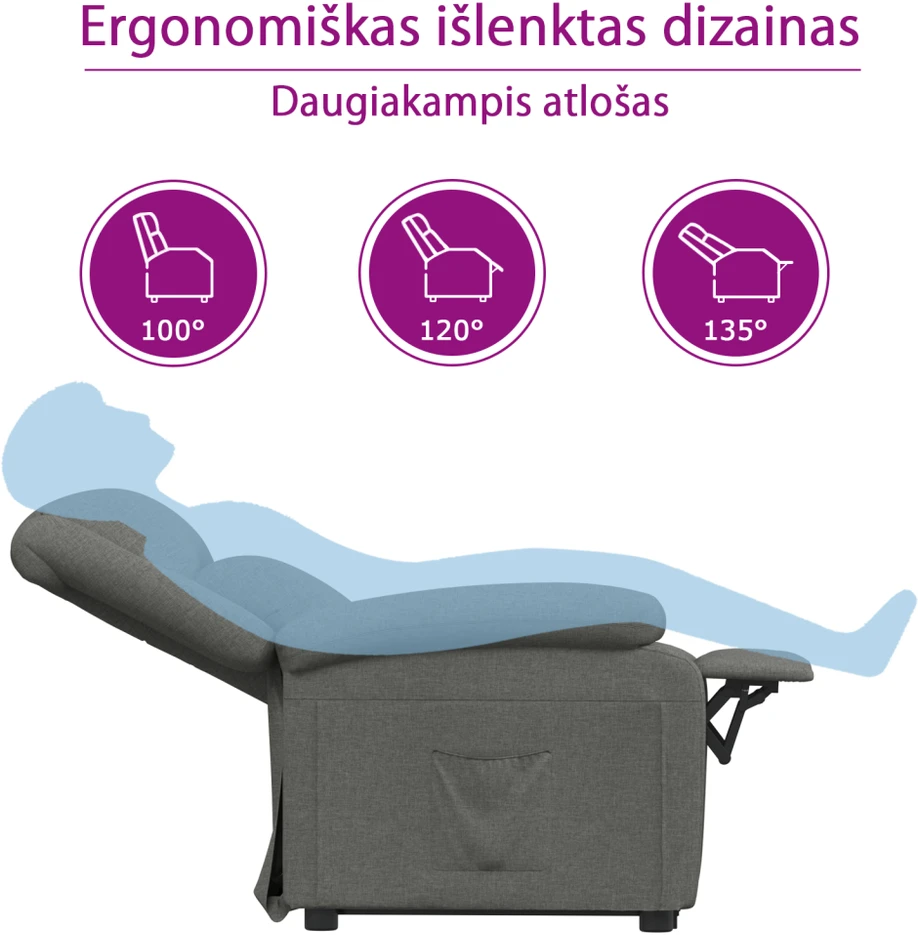 Fotelis Atlošiamas krėslas, juodos spalvos, dirbtinė oda