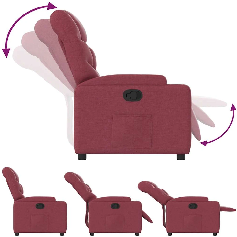 Fotelis Atlošiamas krėslas, raudonojo vyno spalvos, audinys