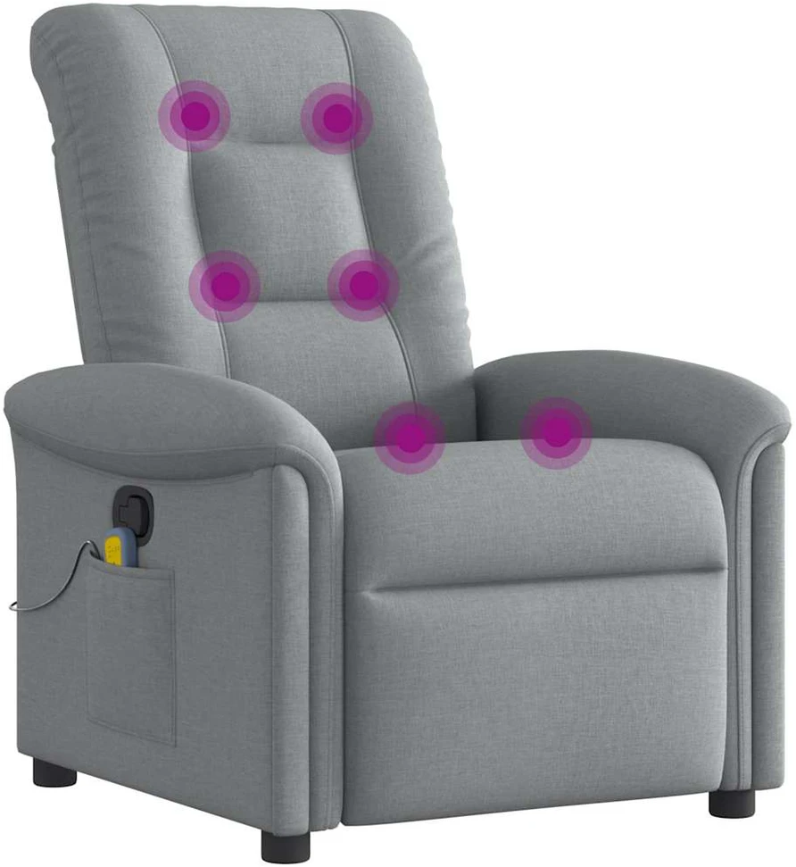 Fotelis Atlošiamas masažinis krėslas, šviesiai pilkos spalvos, audinys