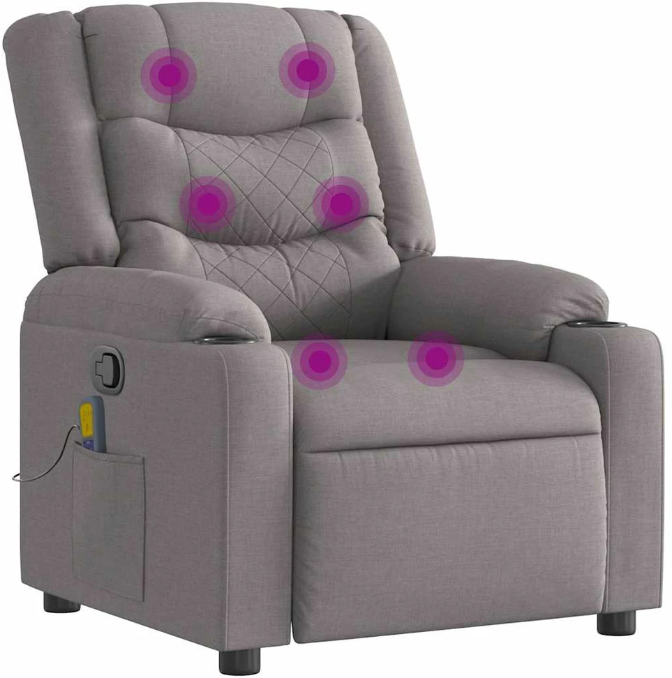 Fotelis Atlošiamas masažinis krėslas, taupe spalvos, audinys
