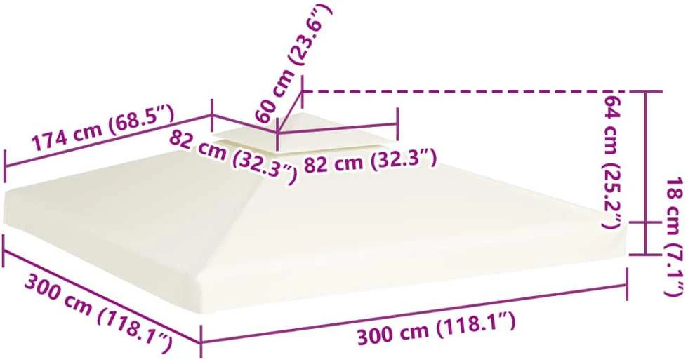 Atsarginis pavėsinės uždangalas, 310g/m², kreminė balta, 3x3m