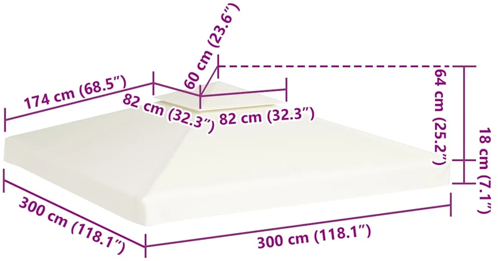 Atsarginis pavėsinės uždangalas, 310g/m², kreminė balta, 3x3m