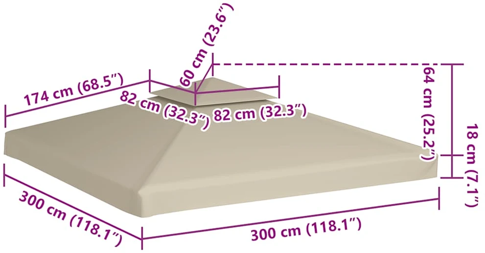 Atsarginis pavėsinės uždangalas, 310g/m², smėlio, 3x3m