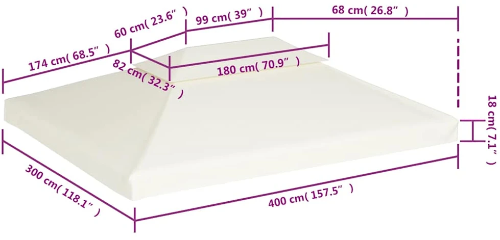 Atsarginis pavėsinės uždangalas, kreminė balta, 310g/m², 3x4m