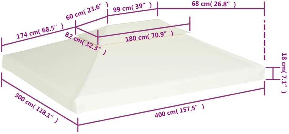 Atsarginis pavėsinės uždangalas, kreminė balta, 310g/m², 3x4m