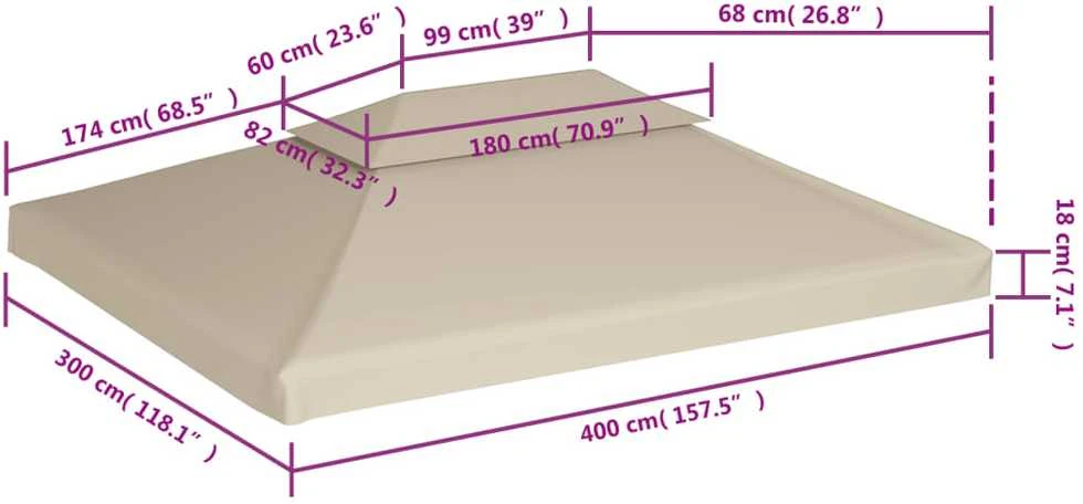 Atsarginis pavėsinės uždangalas, smėlio, 310g/m², 3x4m