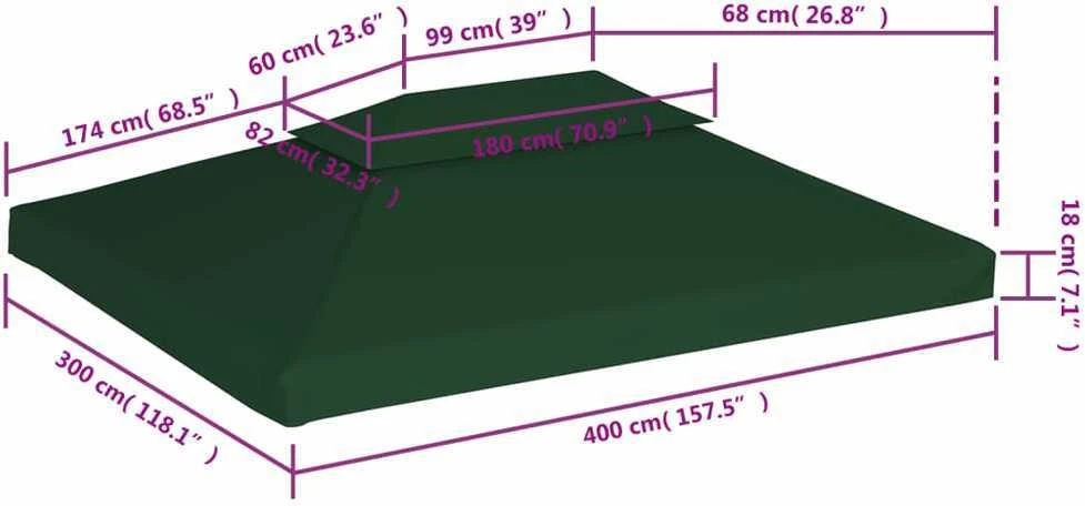 Atsarginis pavėsinės uždangalas, žalias, 310g/m², 3x4m