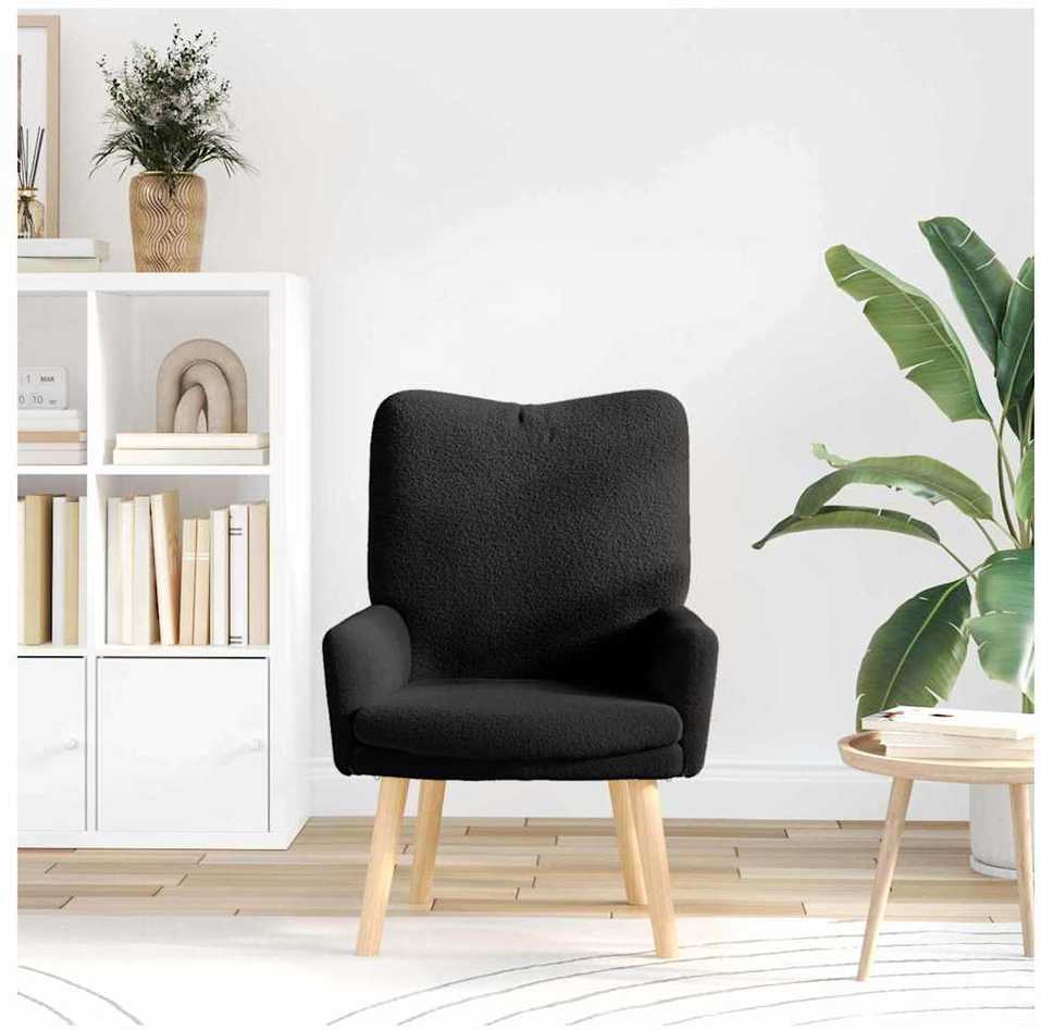 Fotelis krėslas Juoda 63 x 67 x 94 cm Avies audinys ir medienos plokštė