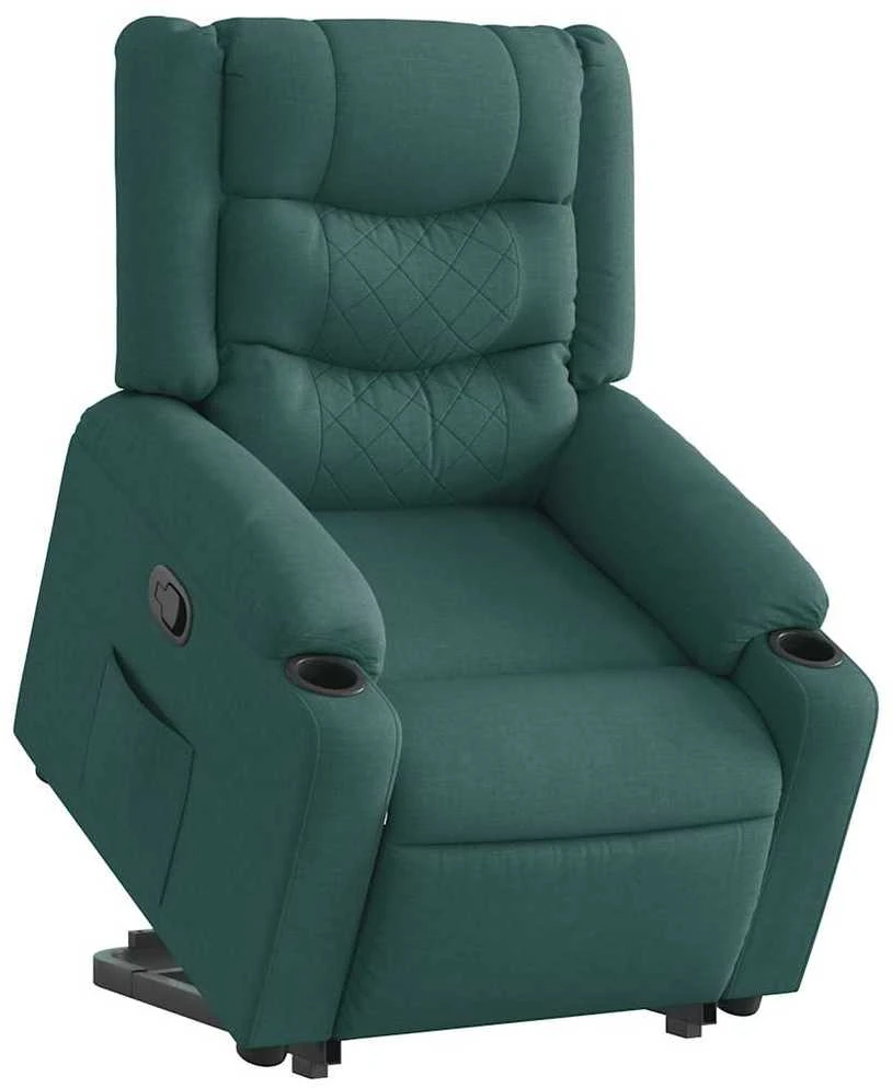 Fotelis Atsistojantis atlošiamas krėslas, tamsiai žalias, audinys