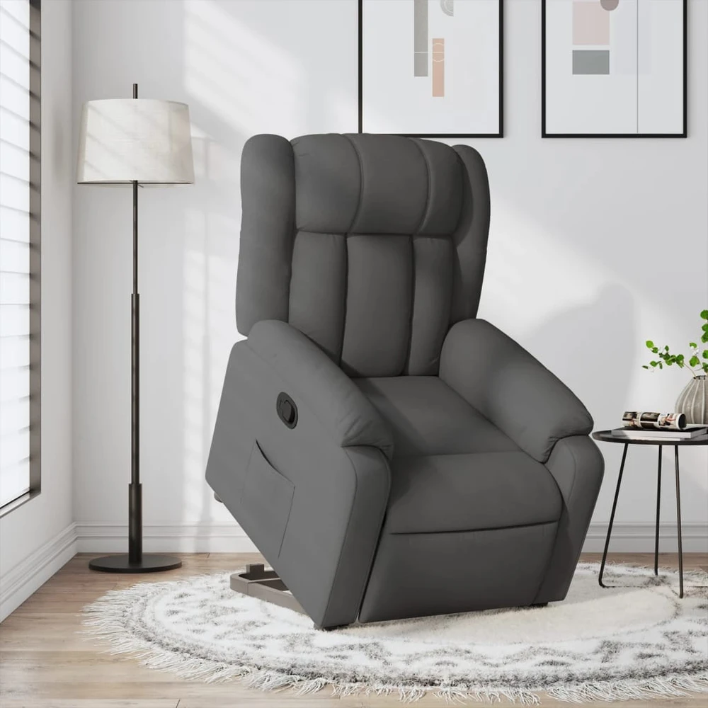 Fotelis Atsistojantis atlošiamas krėslas, tamsiai pilkas, audinys