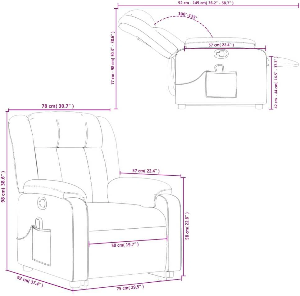 Fotelis Atsistojantis atlošiamas masažinis krėslas, kreminis, audinys