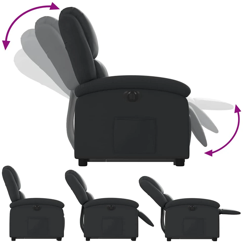 Fotelis Atsistojantis elektrinis atlošiamas krėslas, juodas, tikra oda