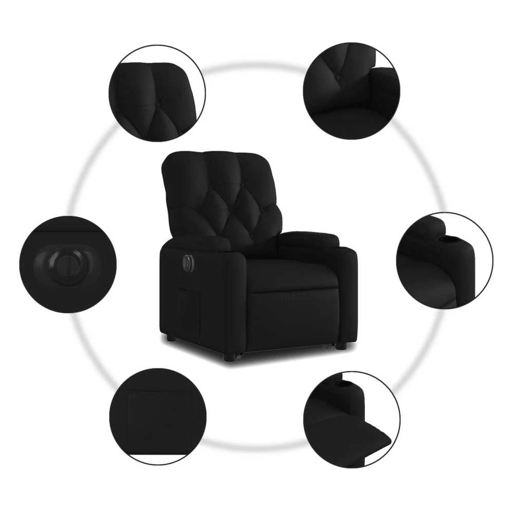 Fotelis Atsistojantis elektrinis krėslas, juodas, dirbtinė oda