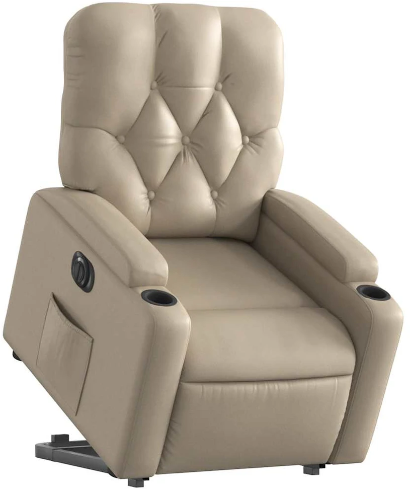 Fotelis Atsistojantis elektrinis krėslas, kapučino, dirbtinė oda
