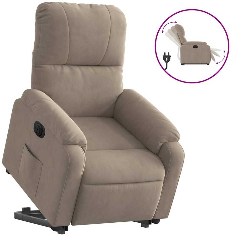 Fotelis Atsistojantis elektrinis krėslas, taupe, mikropluošto audinys