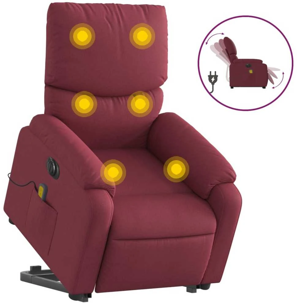 Fotelis Atsistojantis elektrinis masažinis krėslas, vyno, audinys