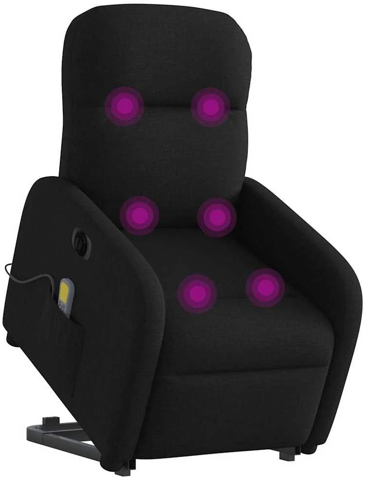 Fotelis Atsistojantis elektrinis masažinis krėslas, juodas, audinys