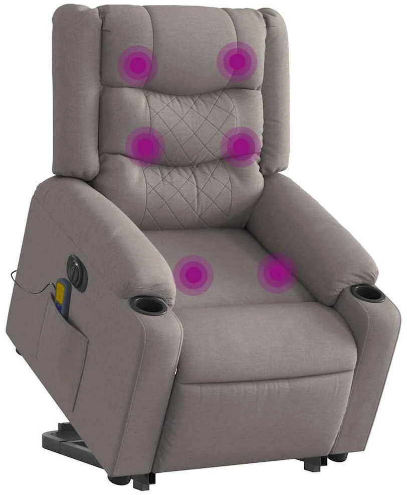 Fotelis Atsistojantis elektrinis masažinis krėslas, taupe, audinys