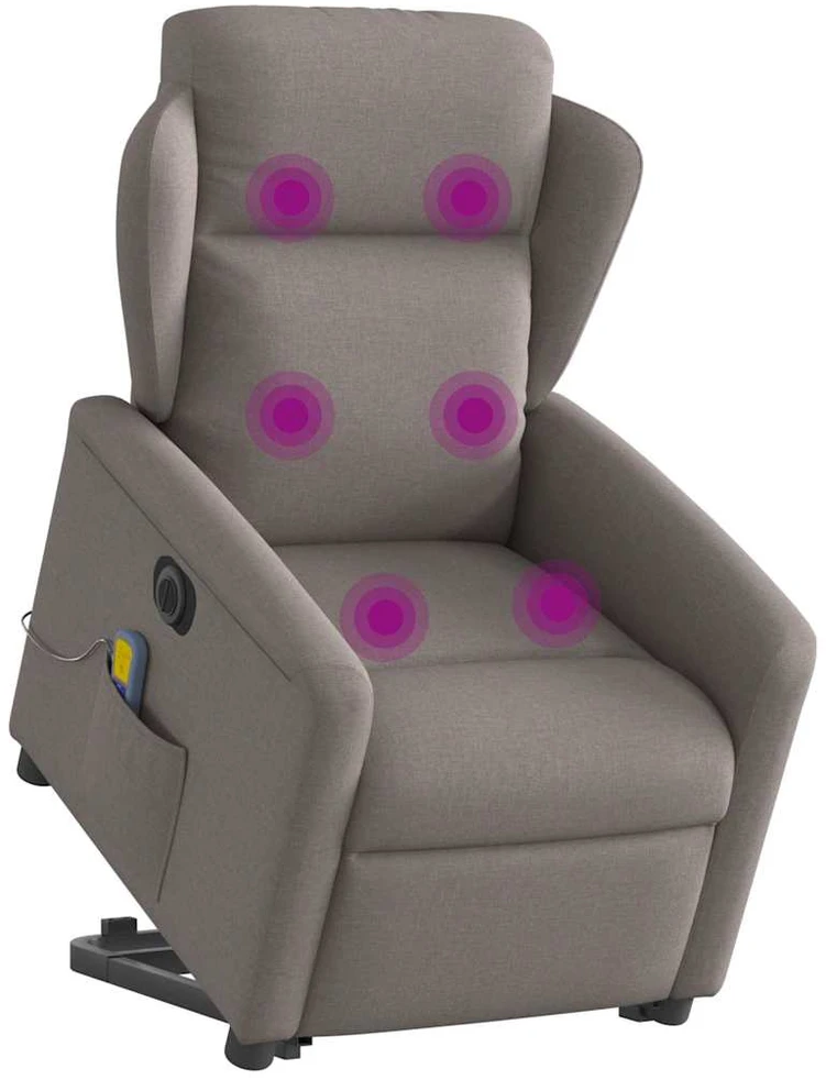 Fotelis Atsistojantis elektrinis masažinis krėslas, taupe, audinys