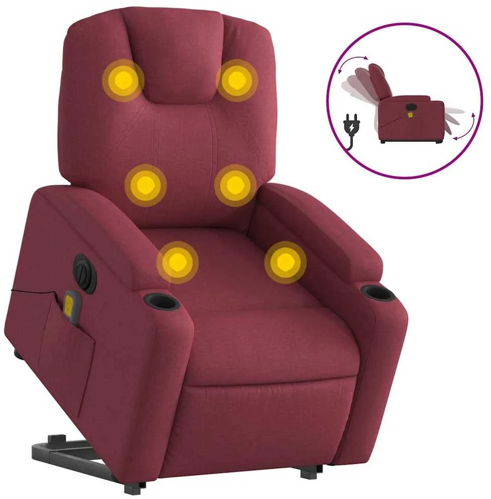 Fotelis Atsistojantis elektrinis masažinis krėslas, vyno, audinys