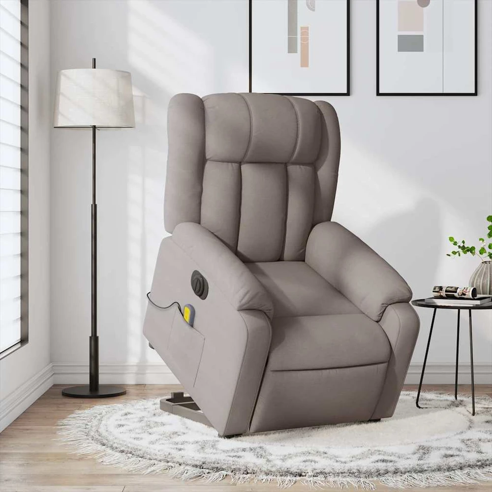 Fotelis Atsistojantis elektrinis masažinis krėslas, taupe, audinys