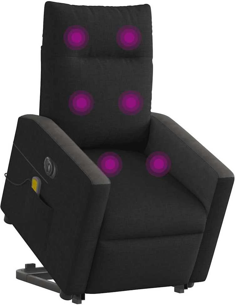 Fotelis Atsistojantis elektrinis masažinis krėslas, juodas, audinys