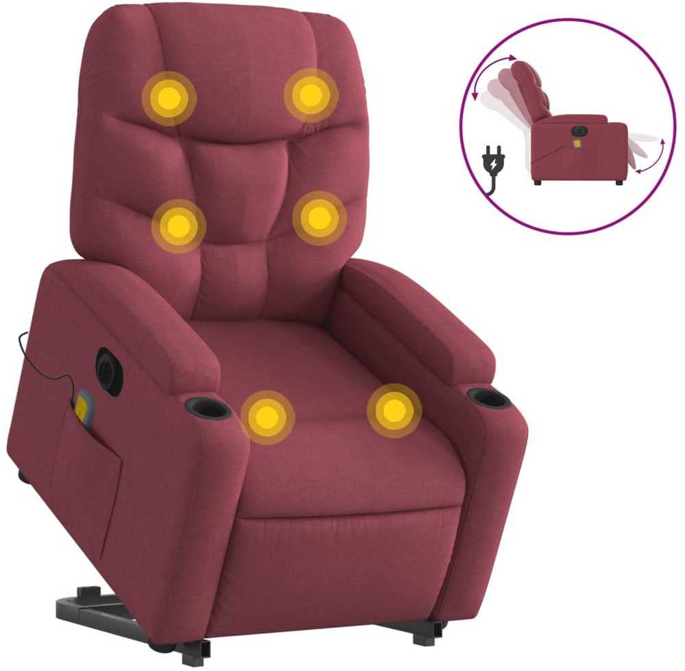 Fotelis Atsistojantis elektrinis masažinis krėslas, vyno, audinys
