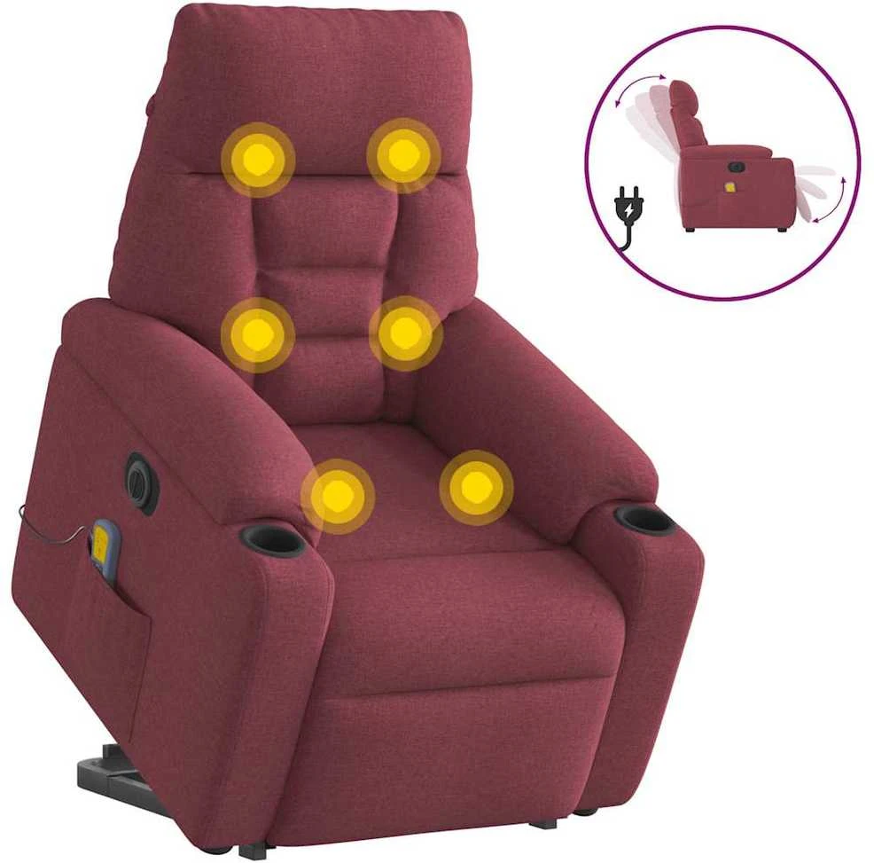 Fotelis Atsistojantis elektrinis masažinis krėslas, vyno, audinys