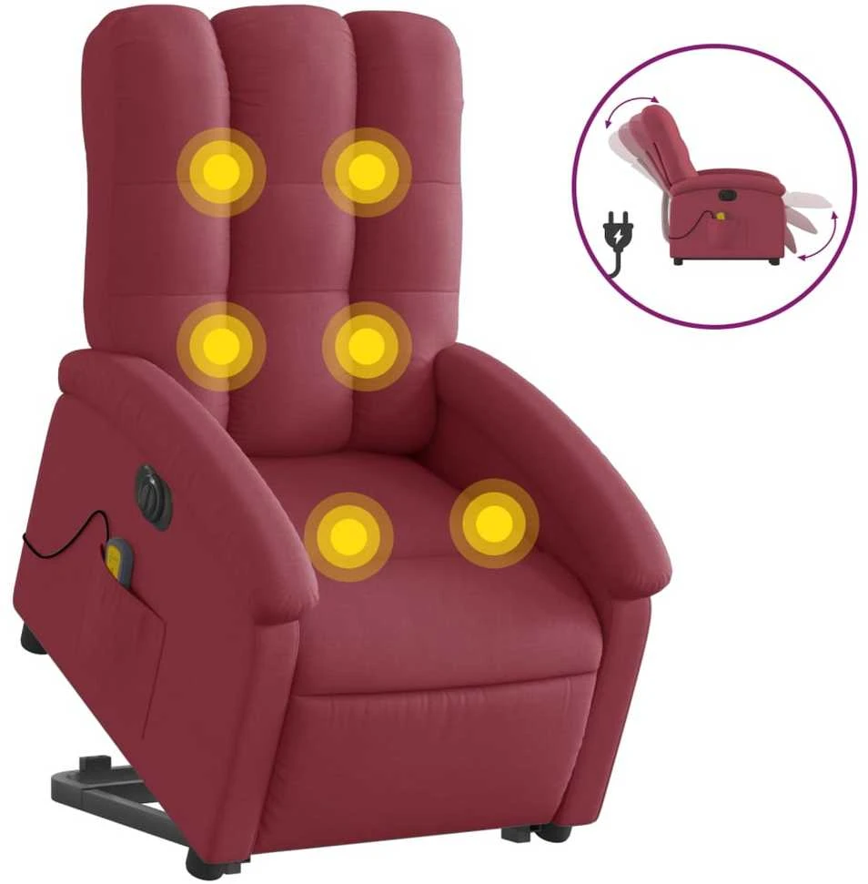 Fotelis Atsistojantis elektrinis masažinis krėslas, vyno, audinys